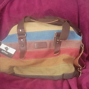 Mauve & Blue stripe hobo bag